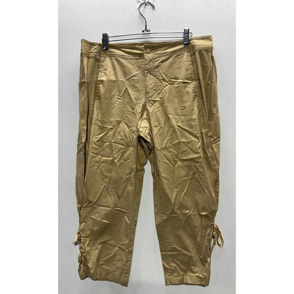 Axcess Stretch Khaki Capri Pants Size 14 Women's - Adjustable Side Ties on Calf - Picture 1 of 9